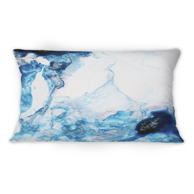 Coussin décoratif bleu clair et blanc en marbre liquide Art I