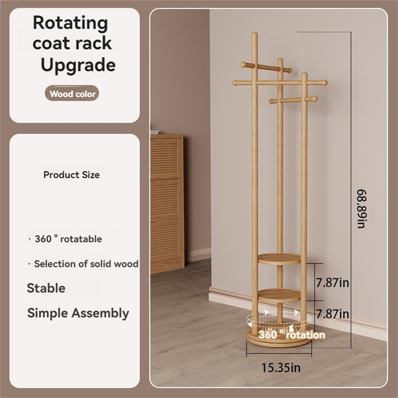 Porte-chapeau rotatif en bois massif, Jaune