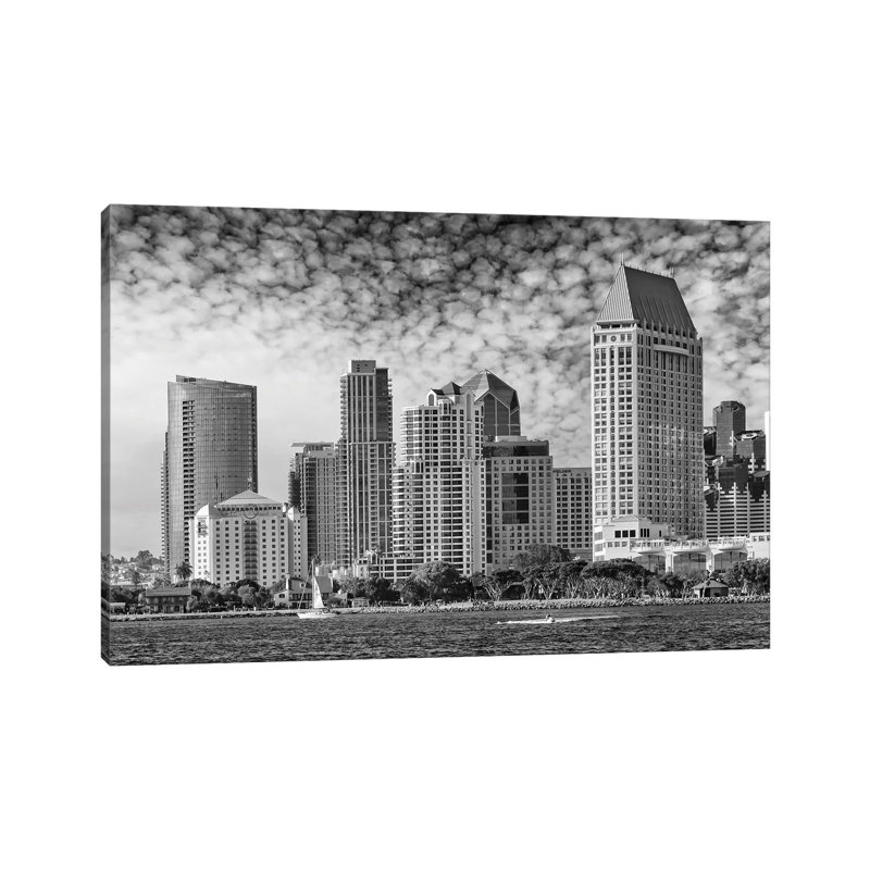 San Diego Monochrome Skyline by Melanie Viola - Wrapped Canvas Print, 66.04 cm H x 45.72 cm W x 3.175 cm D