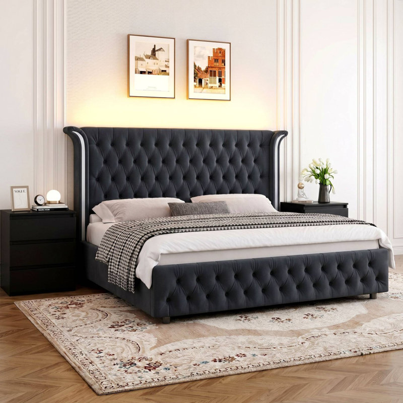 Ensemble de chambre à coucher de 3 pièces, Black, King