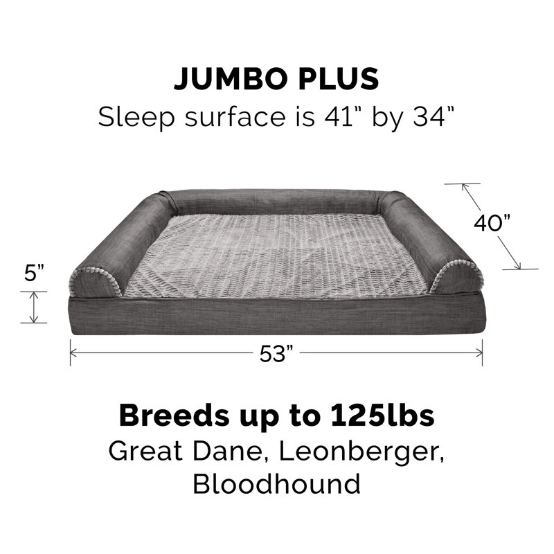 Canapé-lit Luxe, Jumbo Plus (l 53 po x P 40 po x H 5 po), Gris anthracite, Mousse orthopédique