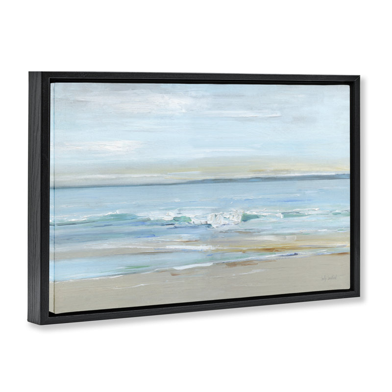 «Restless Beach Waves Abstraction», Cadre flottant noir de jais, H 21 po x l 31 po