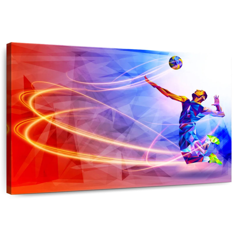 Joueur de volleyball géométrique, H 34 po x l 51 po