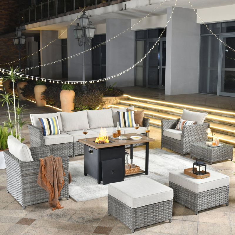 Ensemble de conversation avec canapé 10 pièces Tayden, Beige