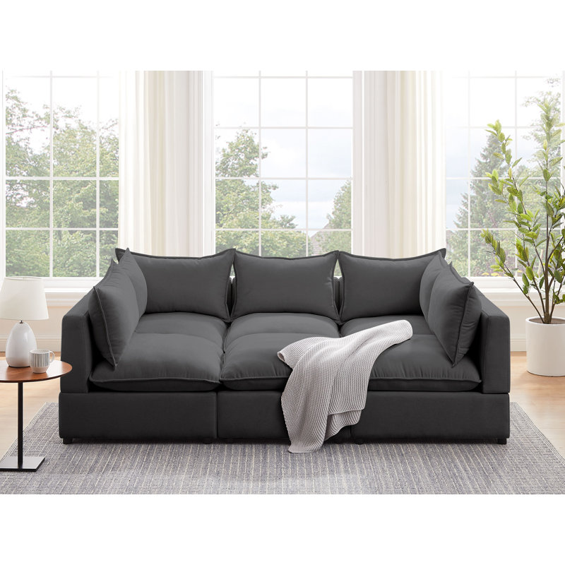 Shannai 94.5'' Modular Sofa, Grey 100% Polyester