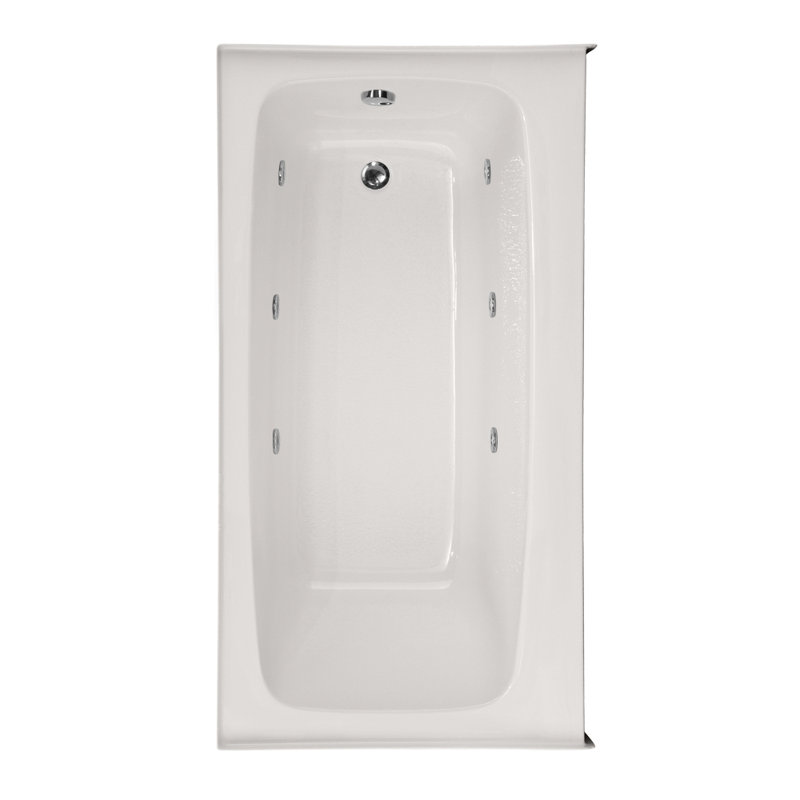 Regan 72'' L Whirlpool Bathtub, White, 91 cm H x 61 cm W
