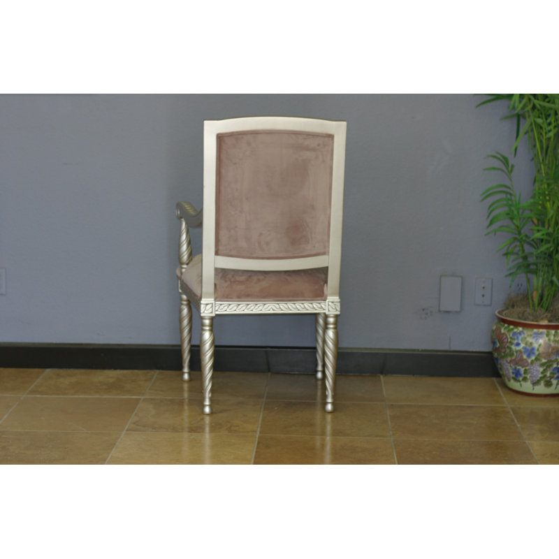 Chaise avec accoudoirs rembourrée Maegan en rose
