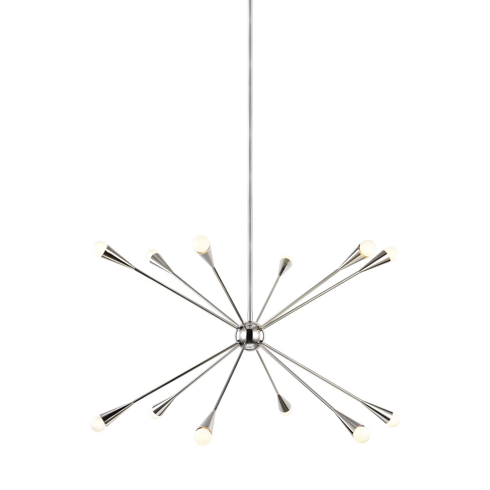 Addley 10 - Light Metal Dimmable Sputnik Chandelier, Polished Nickel, 10 Lights