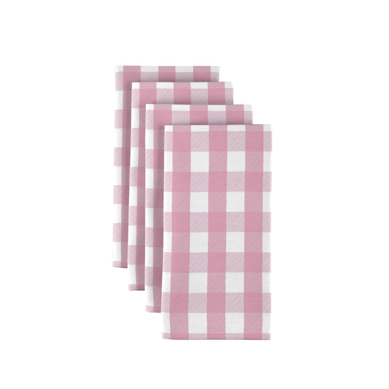 Polyester Plaid Square Napkin, Pink