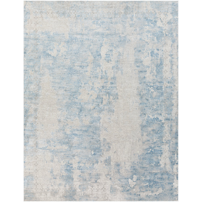 Tapis abstrait bleu ciel / gris Omaha, Rectangle 5 pi 3 po x 7 pi 3 po