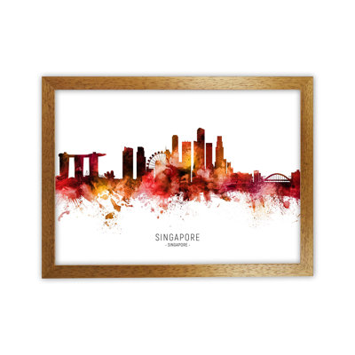Singapore Skyline Red City Name by Michael Tompsett - Print