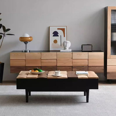 Table basse rectangulaire en bois massif noir