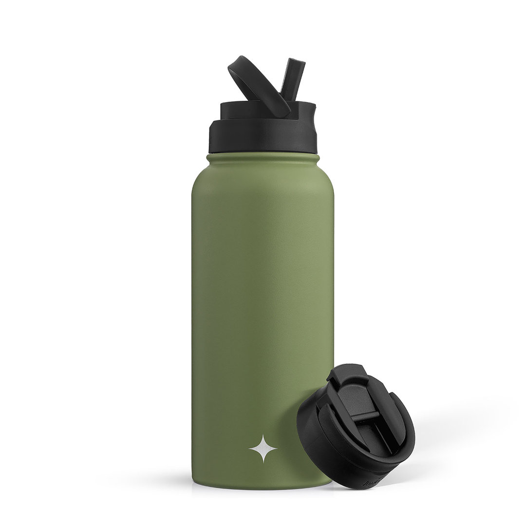 JoyJolt Triple Insulated 32oz Water Bottle with Flip Lid & Sport Straw Lid JoyJolt 