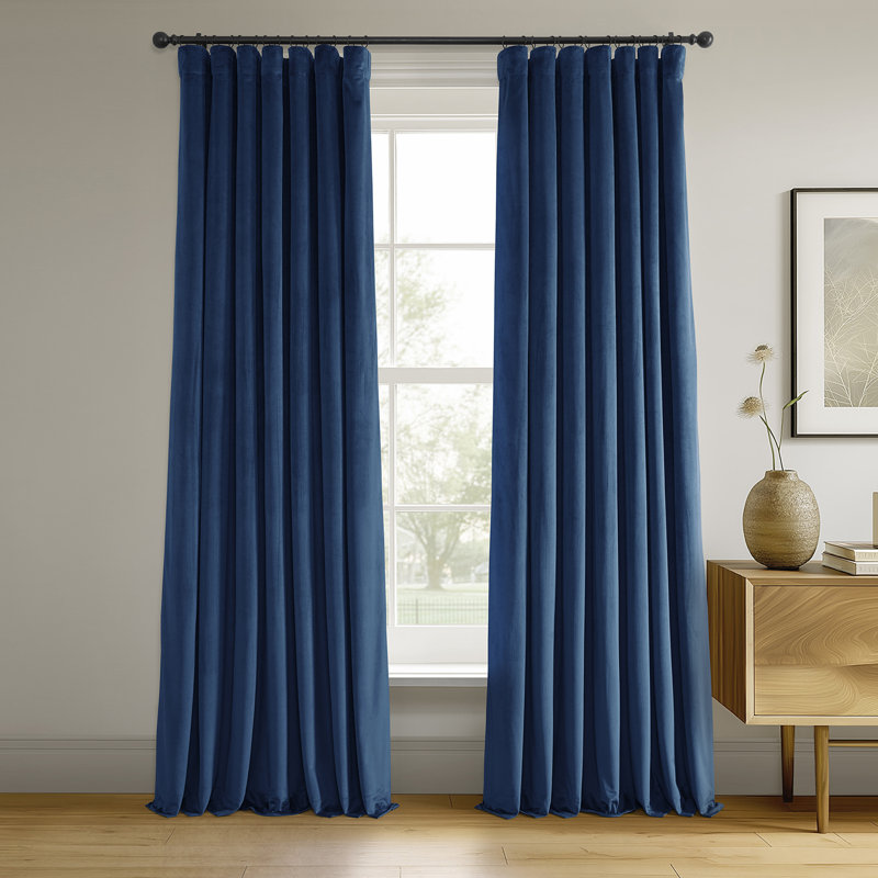 Olivia Velvet Blackout Curtain (1 Panel), 100" W x 96" L, Primary White