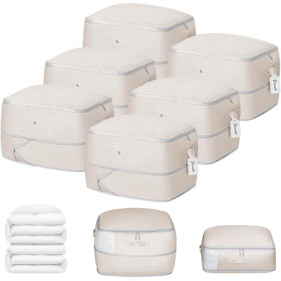 Paquet de 6 sacs de rangement à compression - Sacs d'aspirateur à grande capacité pour couvertures, édredons, literie et vêtements saisonniers avec fenêtre et poignées à fermeture à glissière