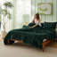 Ensembles d'édredon pour grand lit - 3 pièces de literie en molleton vert olive à double face, esthétique rayée confortable pour les chambres modernes et d'invités, décoration intérieure de luxe toutes saisons-105492182-105492178