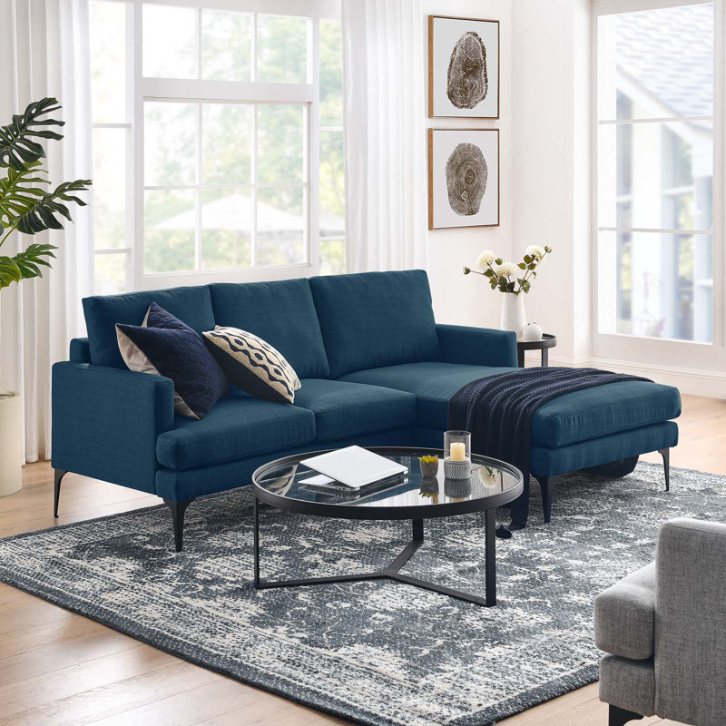 Azure Faux Leather Right-Facing Sectional Sofa with Track Arm