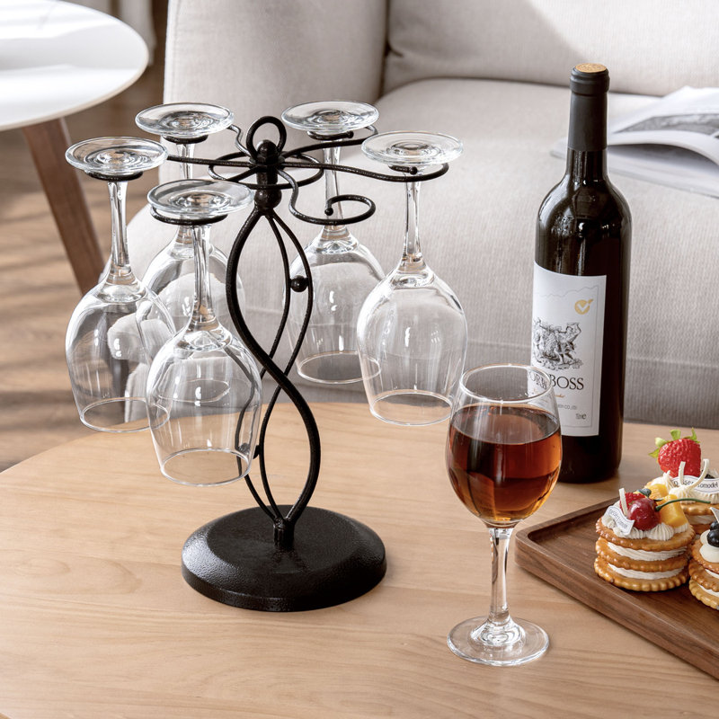 Metal Tabletop Wine Glass Rack in Black
