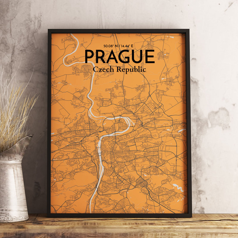 Prague City Map - No Frame Print, 43.2cm H x 27.9cm W x 0.13cm D