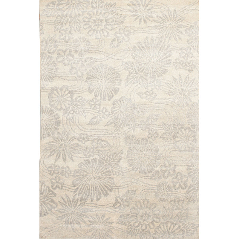 Tapis contemporain beige / olive clair, Rectangle 6 pi x 9 pi