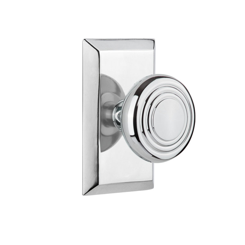 Plaque Studio avec poignée de porte décorative, Chrome brillant