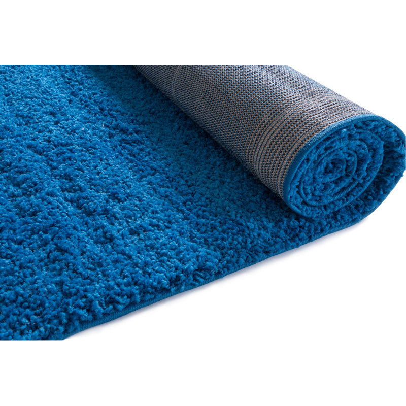 Dark Blue Luxe Shag Rectangular Area Rug 63"L x 47"W