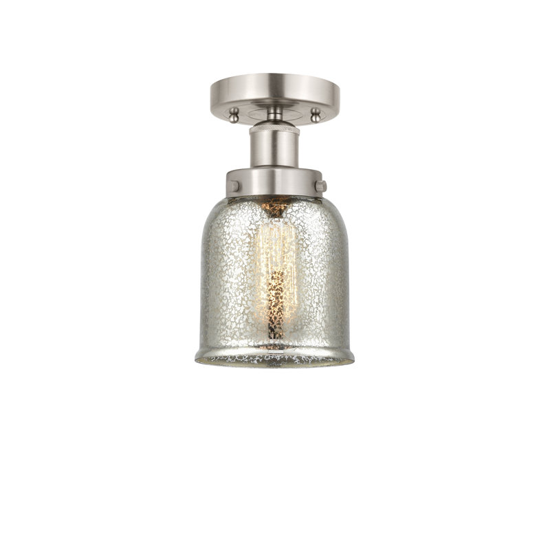 Plafonnier semi-encastré en verre Cordaville, Mercure foncé, Nickel satiné brossé