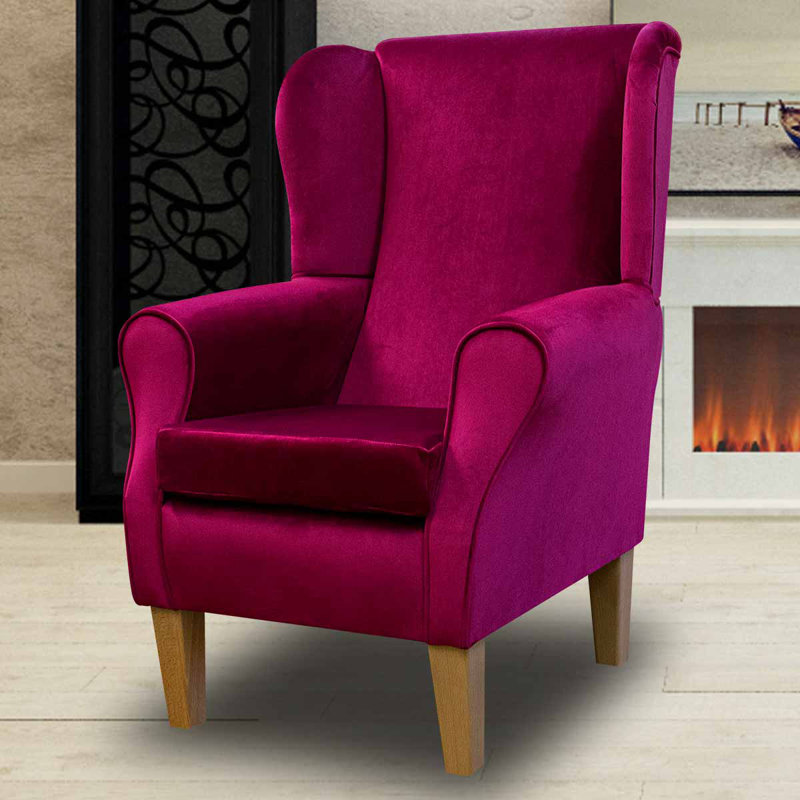 Pink Velvet Wingback Armchair