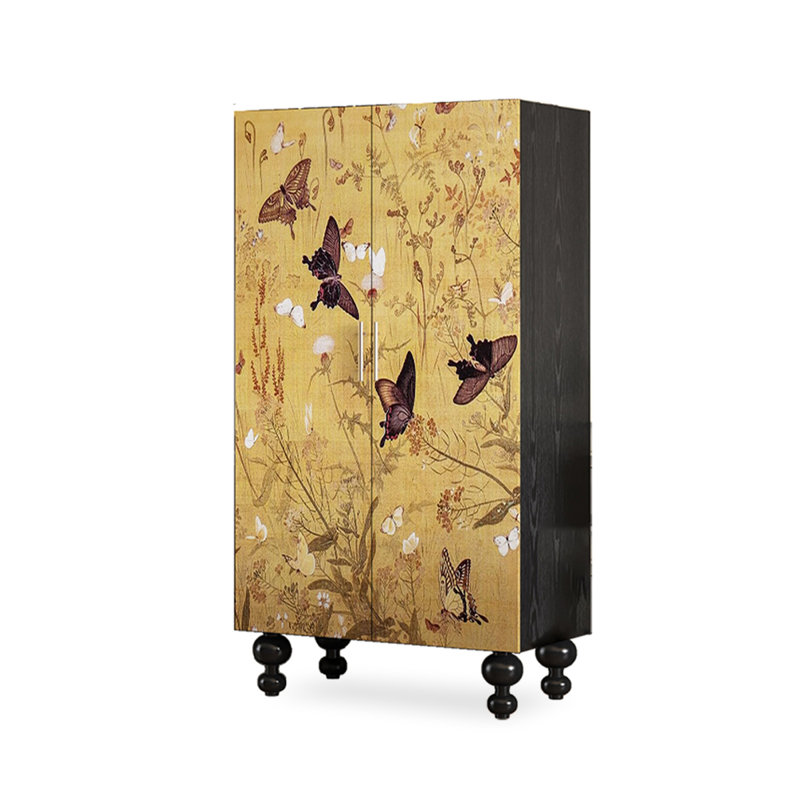 Garde-robe française rétro en bois massif peint