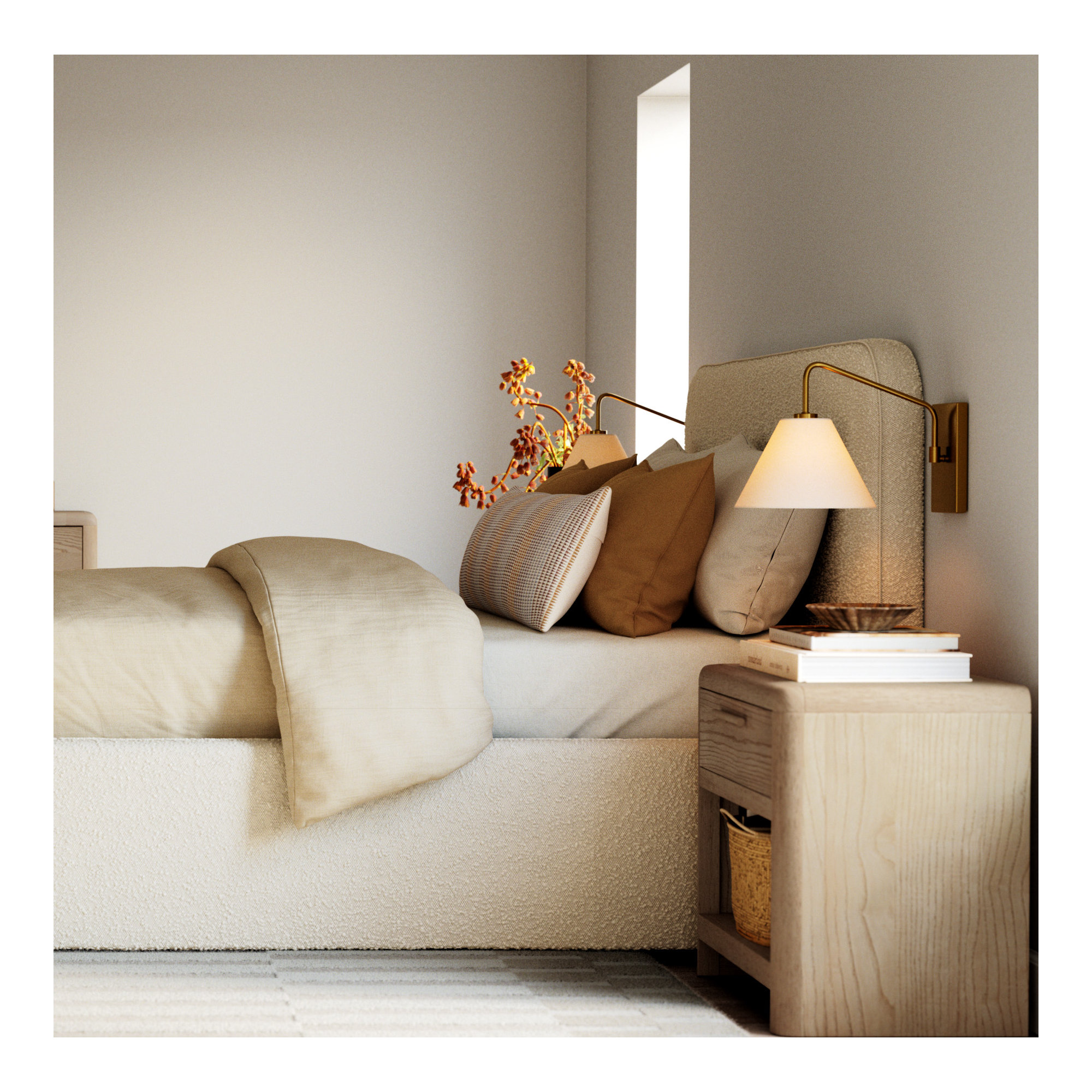 Boseman Linen Blend Duvet Cover Set, Twin Duvet Cover + 1 Standard Pillowcase, Beige