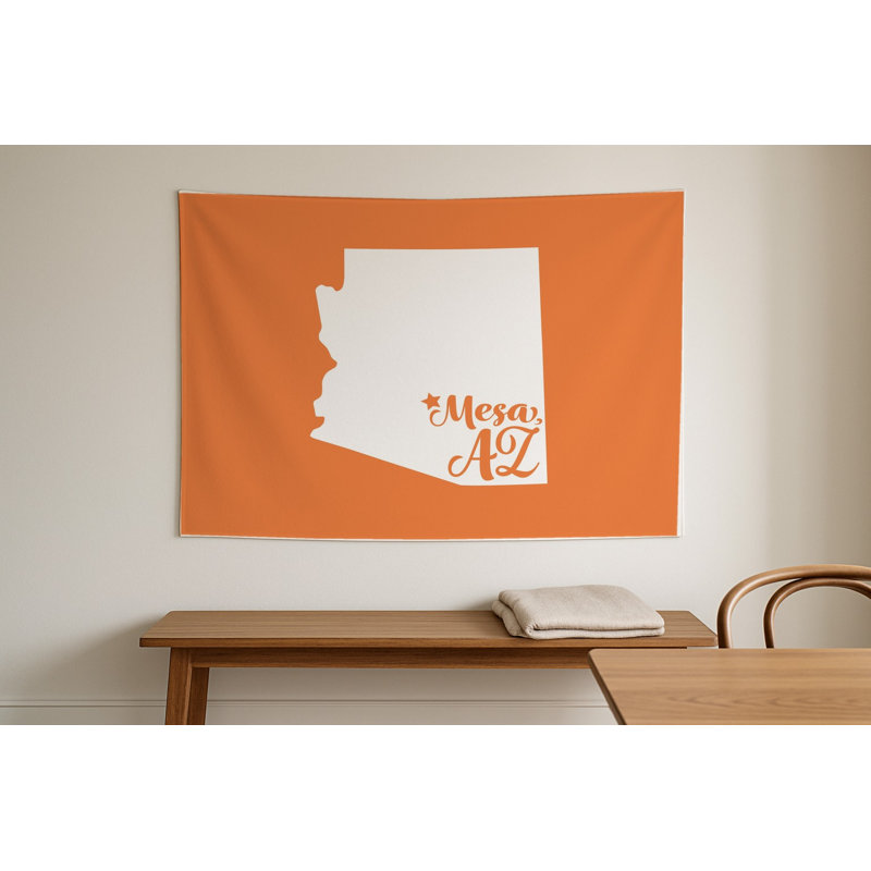 Home Sweet Mesa — Silhouette de l'État de l'Arizona — Peinture murale d'intérieur paysage, H 60 po x l 51 po