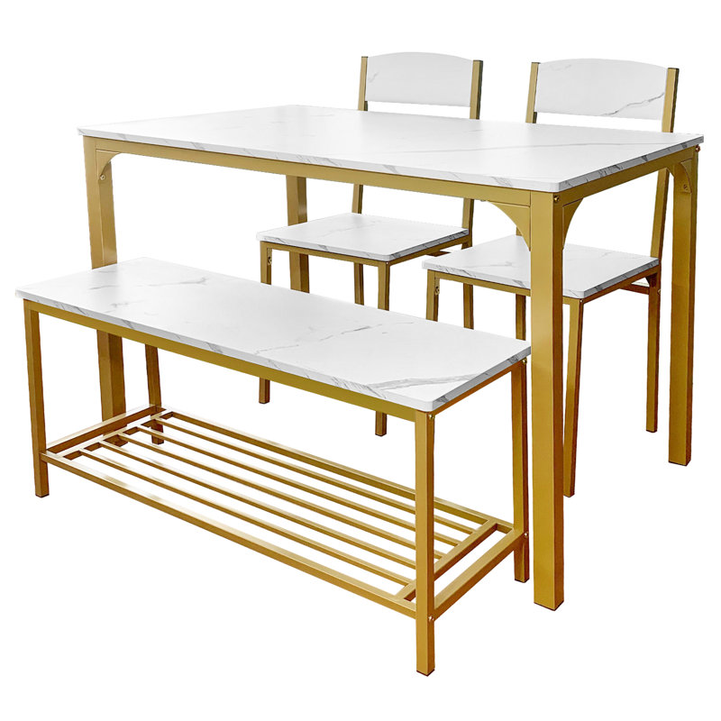 Ensemble repas pour 4 personnes Ahian, Or, Or/blanc, Or/blanc