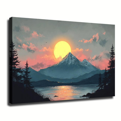 Coucher de soleil au coucher du soleil, pin, paysage, peinture sur toile, grande galerie, reproduction d'art sur toile pour le salon, la chambre à coucher