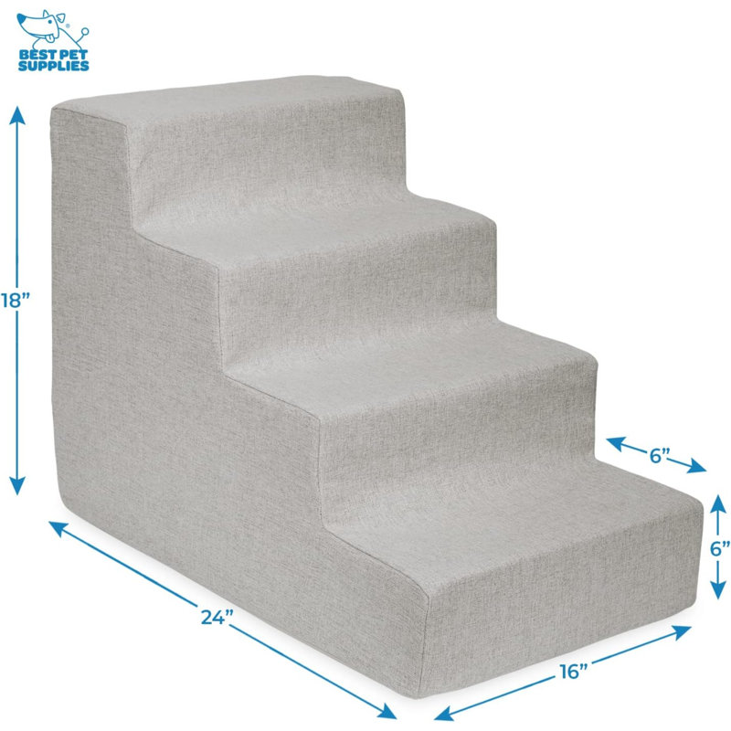 Escalier avec 4 marches, H 18 po x l 16 po x P 24 po, Gris clair