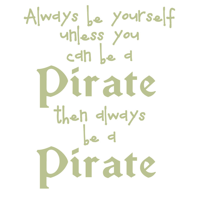 Décalcomanie murale toujours en pirate, H 38 po x l 31 po x P 0,01 po, Céladon