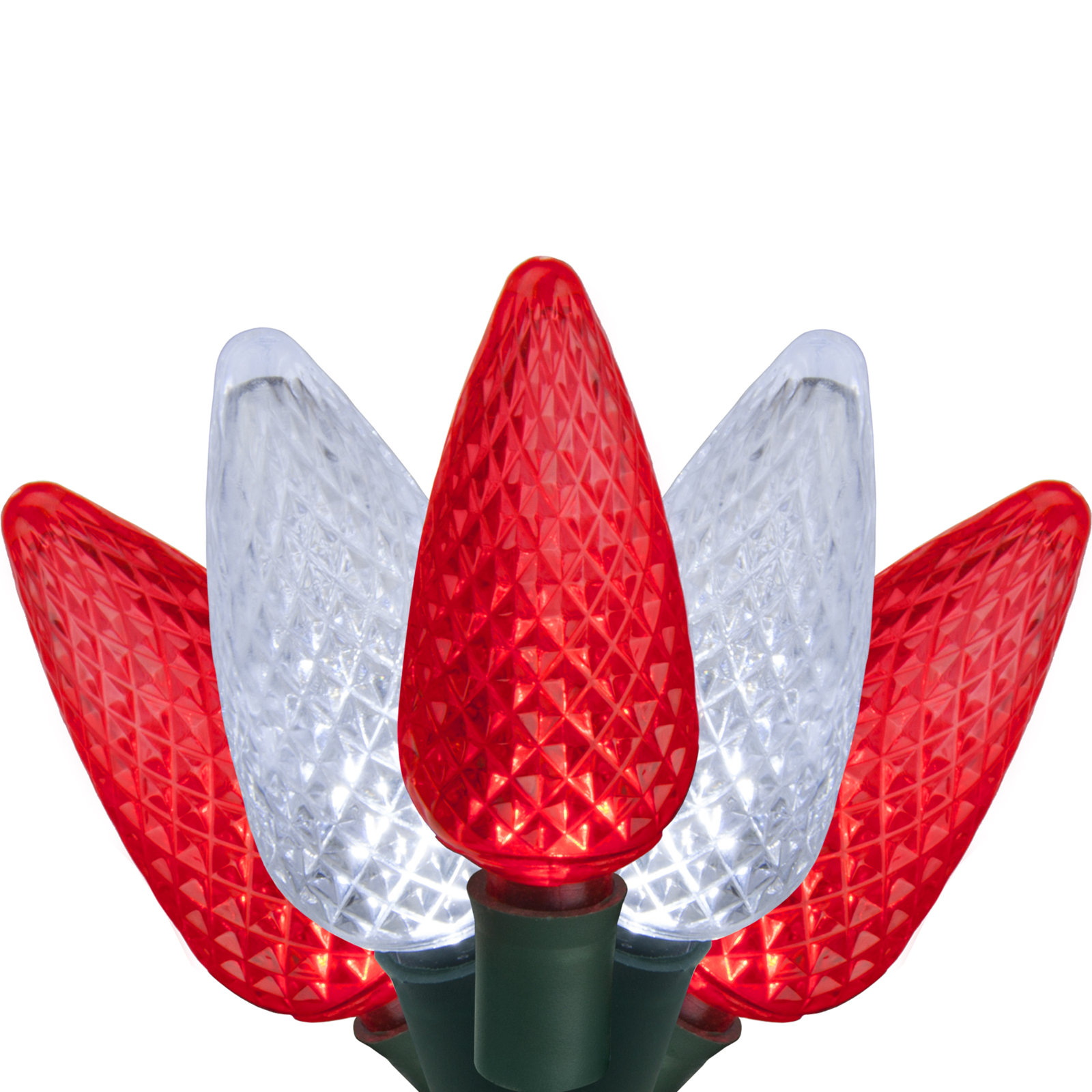 C9 LED Christmas String Lights, Red/Cool White, 16.3' L, 24