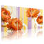 Plantes et fleurs, fleurs oranges avec accents dorés sur fond rayé, ensemble de 3 impressions sur toile-1674499741