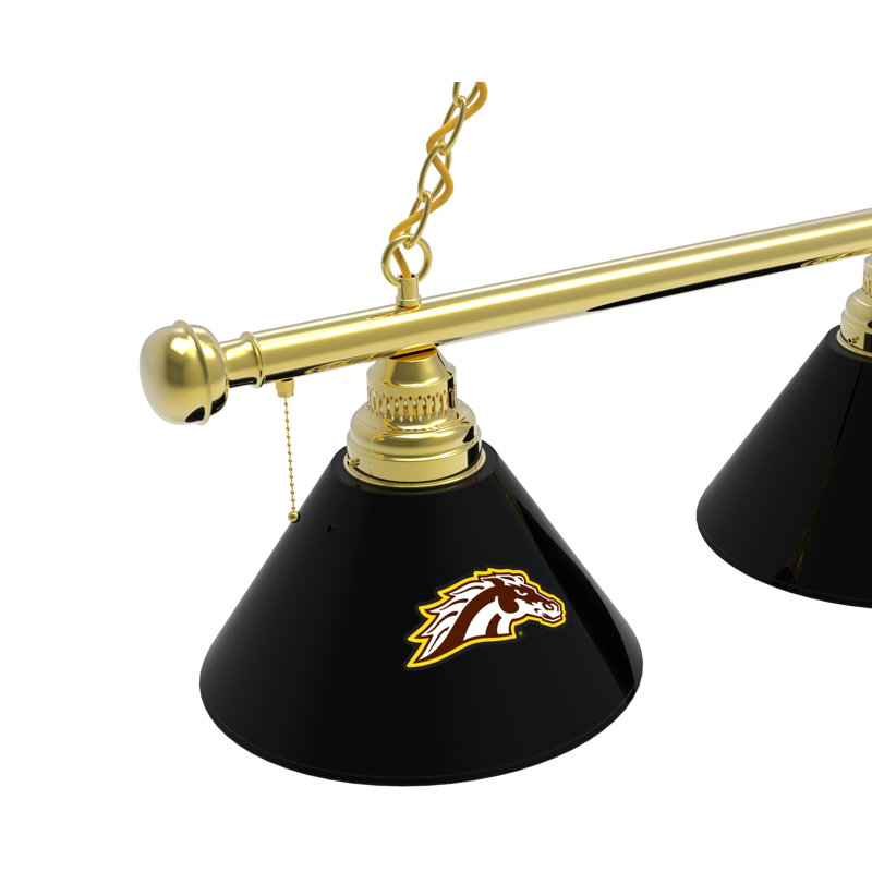 3 - Light Pool Table Lights Pendant, Brass, Western Michigan Broncos