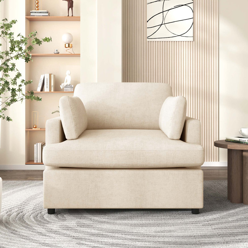 Fauteuil d'appoint surdimensionné Mirod - coussins d'accoudoirs confortables, style neutre polyvalent, design élégant, structure durable