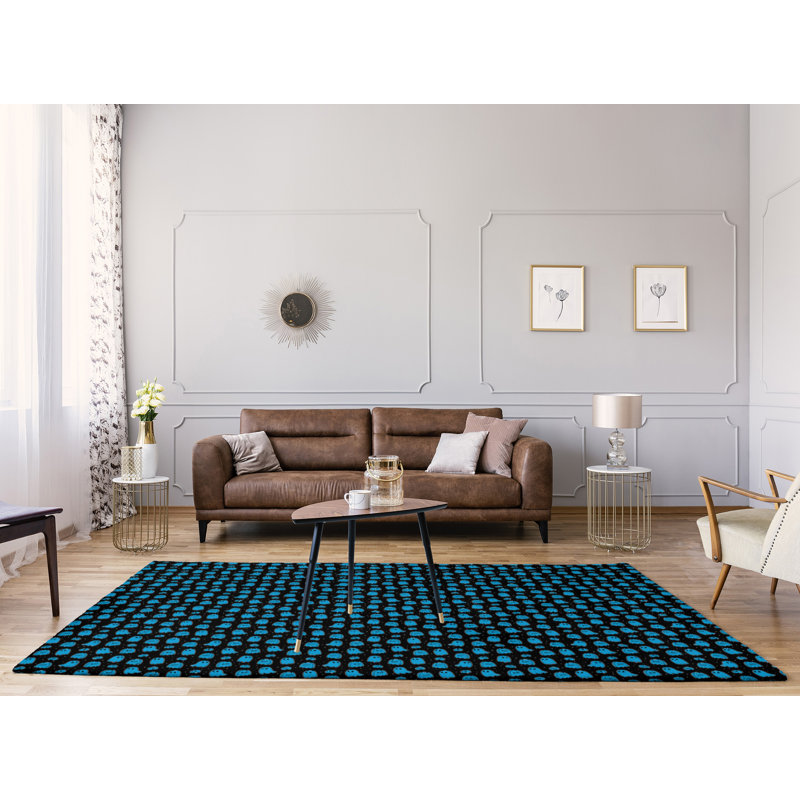 Tapis noir/bleu light ghosts, Rectangle 9 pi x 12 pi