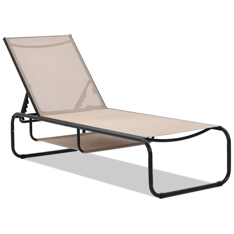 Chaise longue d'extérieur en métal 67 po, Brun