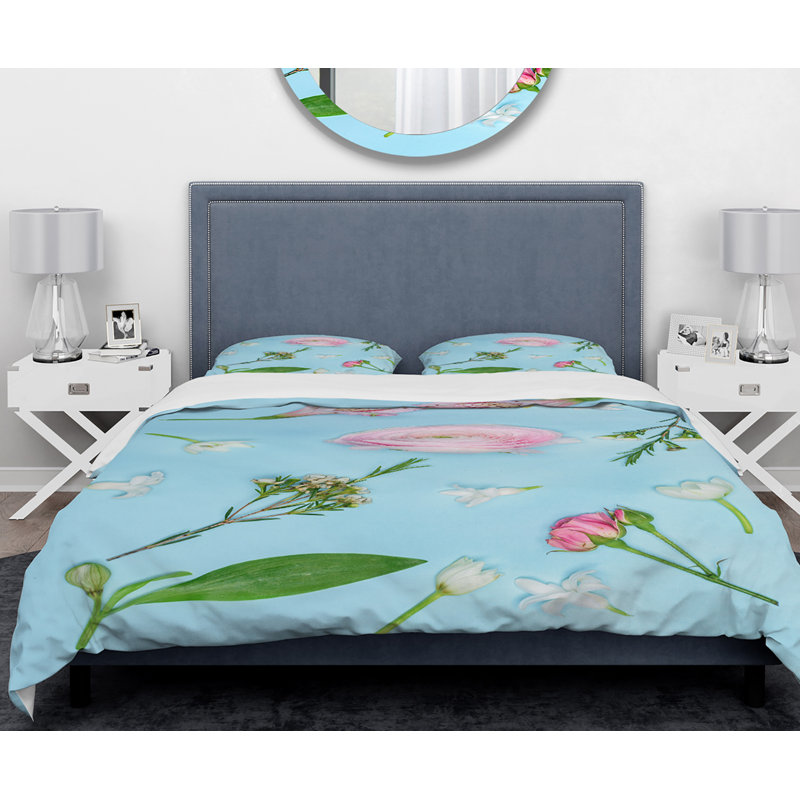 Ensemble de housse de couette rose magnifique designart, Housse de couette grand + 2 taies décoratives