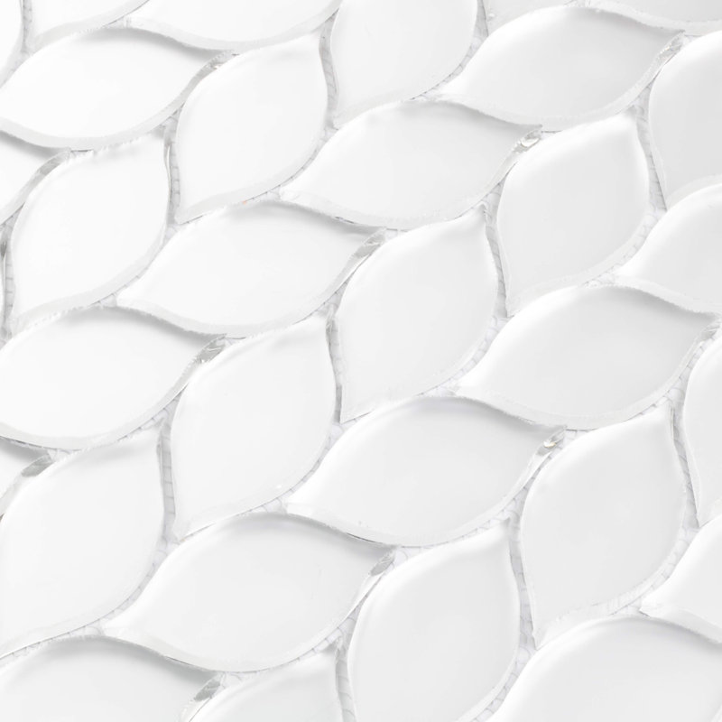 Art Deco Frosted 1.25" x 3" Glass Mosaic Wall Tile, Snowy Morning Matte