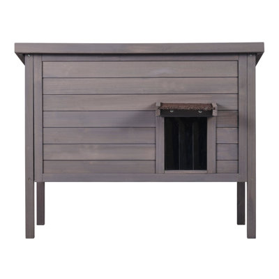 Abri pour chat extérieur en bois avec toit et volets de porte en PVC