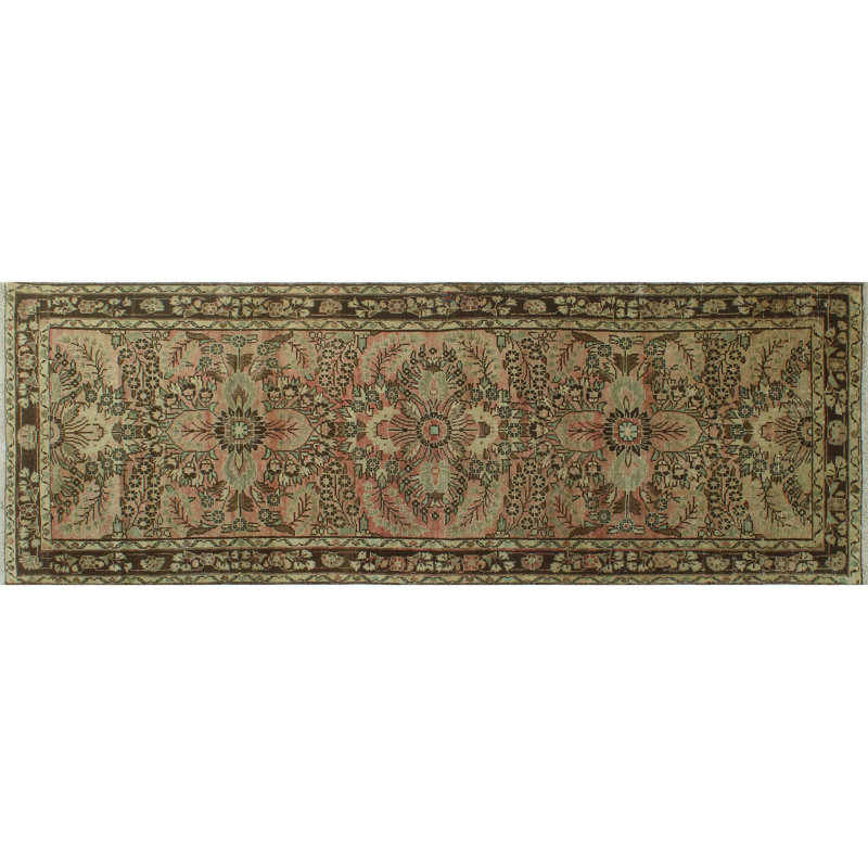 Keauna One-of-a-Kind 3'2" x 9'3" 1980s Rectangle Wool Area Rug in Brown