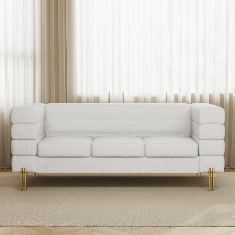 Machuca 86'' Boucle Upholstered 3 Seater Sofa, White