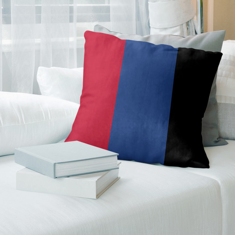 Coussin Los Angeles Los Angeles, 14 po x 14 po, Rouge / bleu / noir, Polyester/ Bourre en polyester