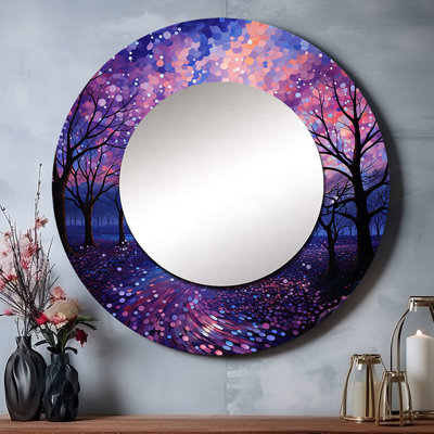 Sky Photo Transcendent Twilight - Sky Pink Round Mirror