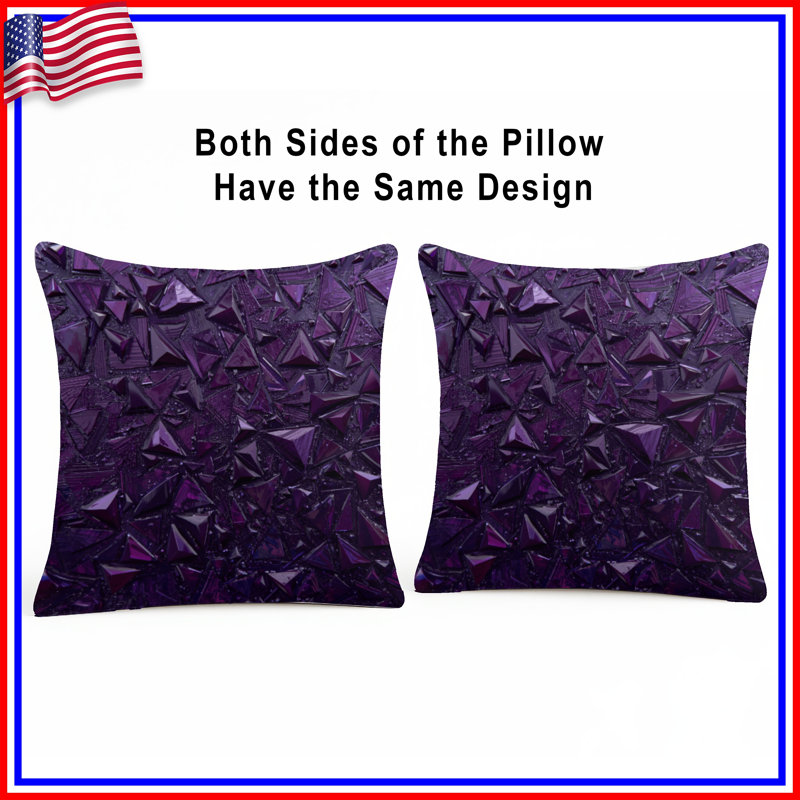 Coussins décoratifs mauves à triangles géométriques mauves, 20 po x 20 po