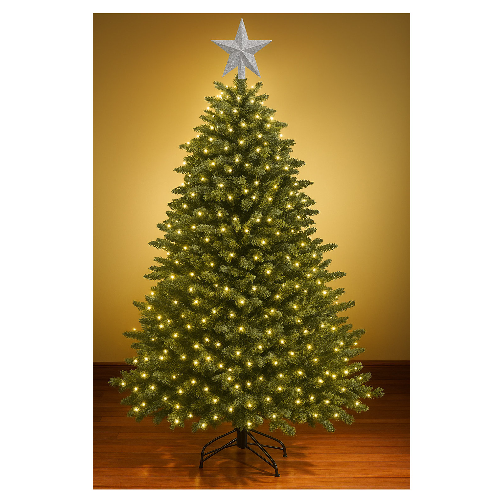 Silver Star Tree Topper, Silver